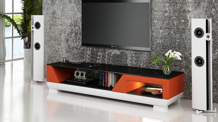 TV-cabinet TV Sideboard Leather Glass Table Television Wardrobe Table Lowboard Mo.I