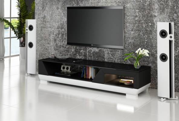 TV-cabinet TV Sideboard Leather Glass Decor Table Television Wardrobe Table Designer