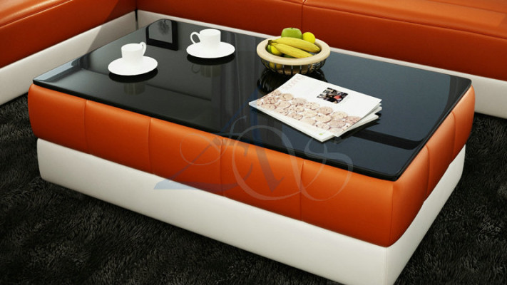 Designer Coffee table Upholstery Table Leather Glass Tables Glass tables #SBA1A