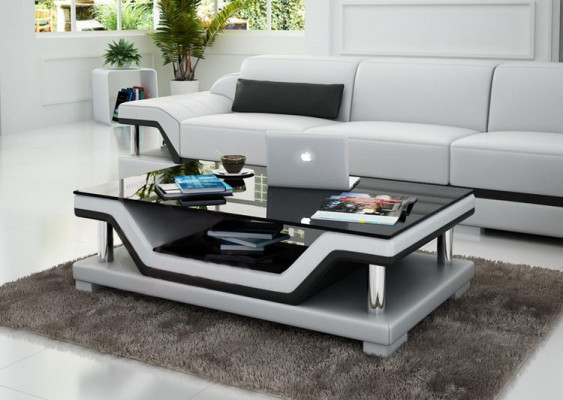 Designer Coffee table Upholstery Table Leather Glass Modern Tables #SB3009