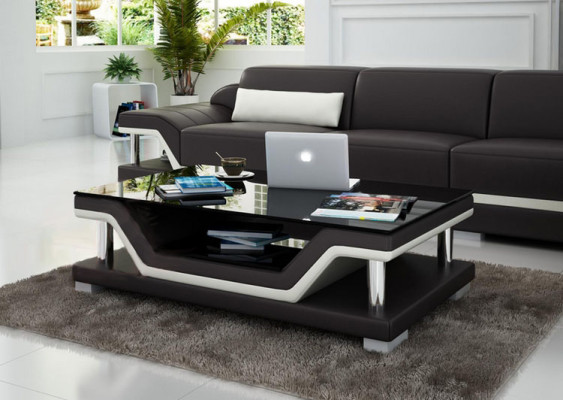 Designer Coffee table Upholstery Table Leather Glass Modern Tables #SB3009