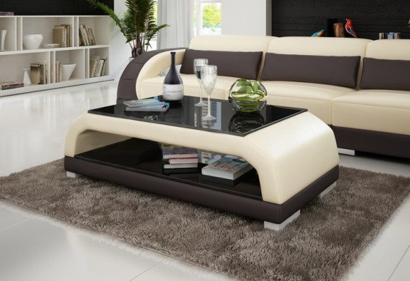 Designer Coffee table Upholstery Table Leather Glass Modern Tables 6108