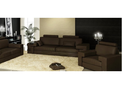 Leather Sofa Set 3+2+1 Couch Seat Upholstery Sofa Suite Set Nassau Brown
