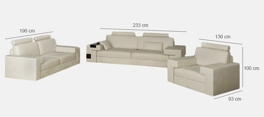 Leather Sofa Set 3+2+1 Couch Seat Upholstery Sofa Suite Set Nassau Brown