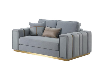 Sofa 2 Seater Living room Modern Design Couches Sofa Blue Textile Furniture HellBlue