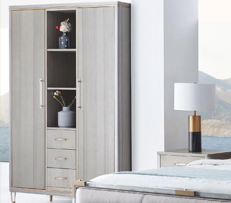 Bed Bedside table Chest of drawers 4 pcs. Bedroom decoration set design modern luxury