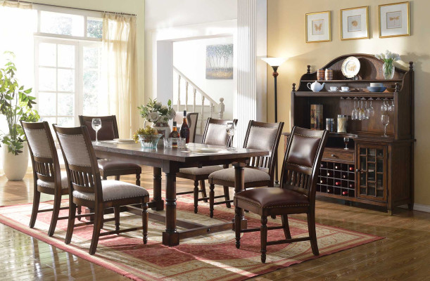 Dining room Set Dining table 6 Chairs Sideboard Tables Wood Design Group Suite 9pcs