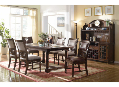 Dining room Set Dining table 6 Chairs Sideboard Tables Wood Design Group Suite 9pcs