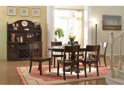 Dining room set 9 pieces. Round Dining table 6x Chairs Sideboard Ess Group Wood Table new