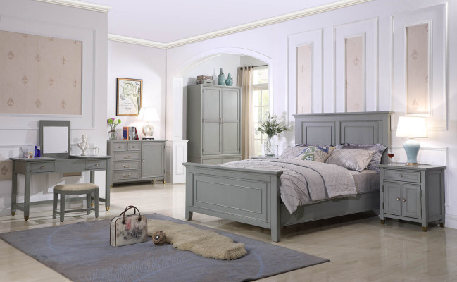 Bedroom Furniture Complete e Sets Bed Bedside table Wardrobe Table new 6pcs.