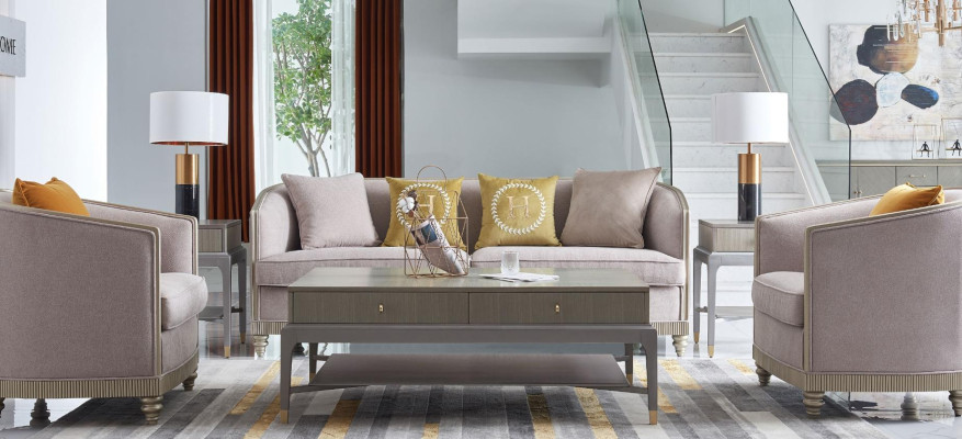 Designer Couch Seat Upholstery 3+1+1 Seater BeigeTextil Suite Sofa Velvet new
