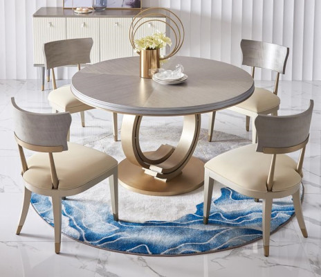 Complete e Dining room Suite Round Table + 4x Armchair Chairs