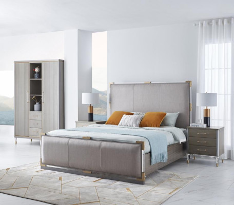 Luxury Bedroom Furniture Bed 2x Bedside table Set Beds dubai hotel Furniture