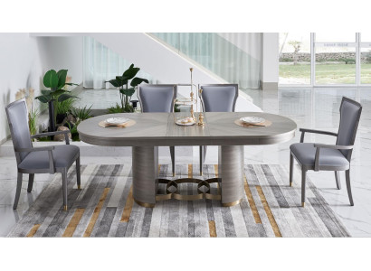 Classic designer dining table + 4 chairs set suite room group 5 pieces.