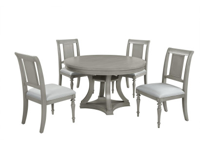 Round dining table armchair set 4x Dining set Dining table Suite Luxury Wood