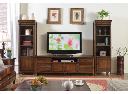 Living room Wall Sideboard Design 2x glass cabinet low TV-cabinet Sideboard Sideboard 3 Piece Living room Wall Set