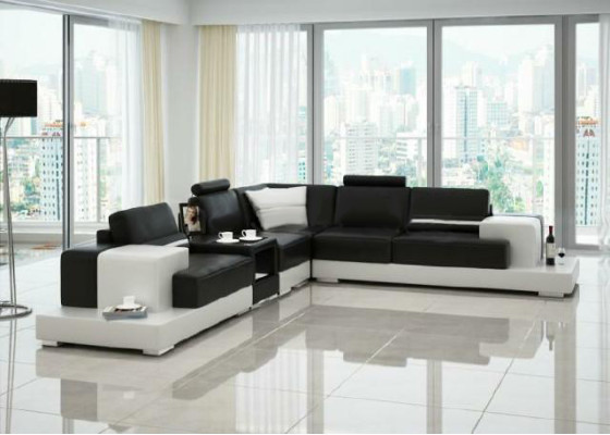 Sofa Couch Living landscape XXL Couch Leather sofa with Ottoman Sofa set 2725