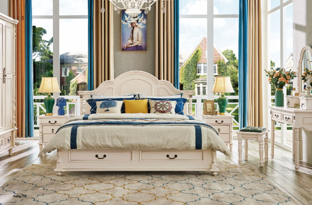 Bedroom Set Bed Bedside table Wardrobe Chair Dressing table Design 6pcs.