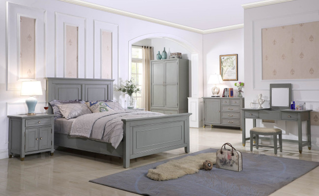 Bedroom Bedside tables 3 Piece Set Design Luxury Bed Wood Double bed new Furniture