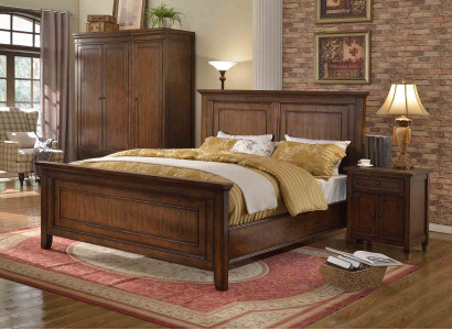 Bedroom 3 pcs Bedside tables Set Design Luxury Bed Wood Double bed new