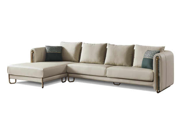Sofa Couch Upholstery Suite Living landscape Design Corner sofa Leather L-shape