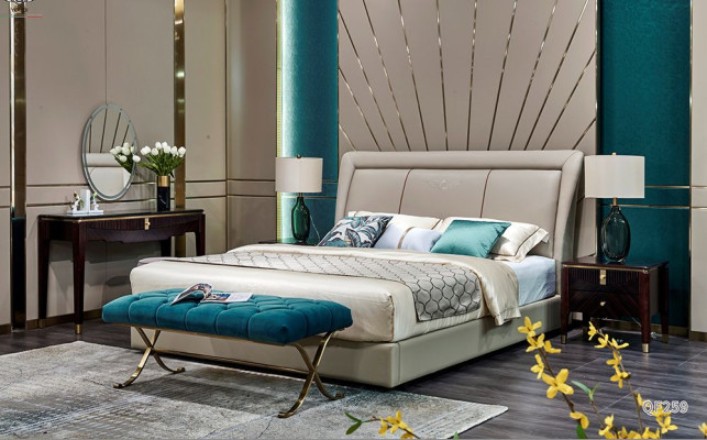 Classic Bed 2x Bedside table 3 pieces. Bedroom Set Beds new luxury