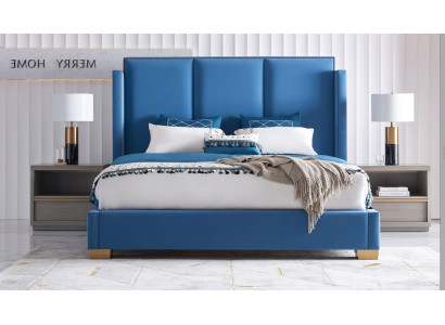Bed Leather 2x Bedside table 3 pcs. Bedroom Set Furniture Modern Luxury