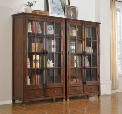 Set 2x Display case Chests of drawers Vitrines Glass Wardrobe Glass cabinet Display cabinet Wood