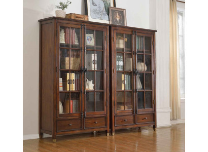 Set 2x Display case Chests of drawers Vitrines Glass Wardrobe Glass cabinet Display cabinet Wood