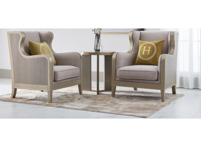 Armchair Set Upholstery Single Seater 2x Lounge club design Chairs luxury Furniture hotel