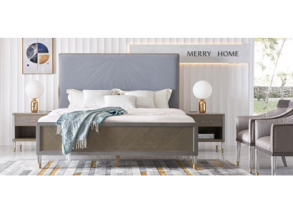 Leather Bed Double bed Gray 180x200 Beds Upholstery Luxury Double