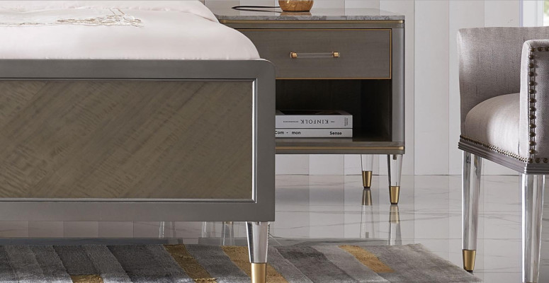 Leather Bed Double bed Gray 180x200 Beds Upholstery Luxury Double