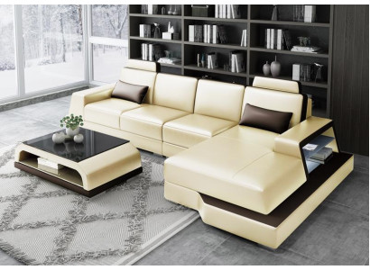 Modern Corner sofa Design Sofa Upholstery Corner Living landscape Leather Textile Couch LED