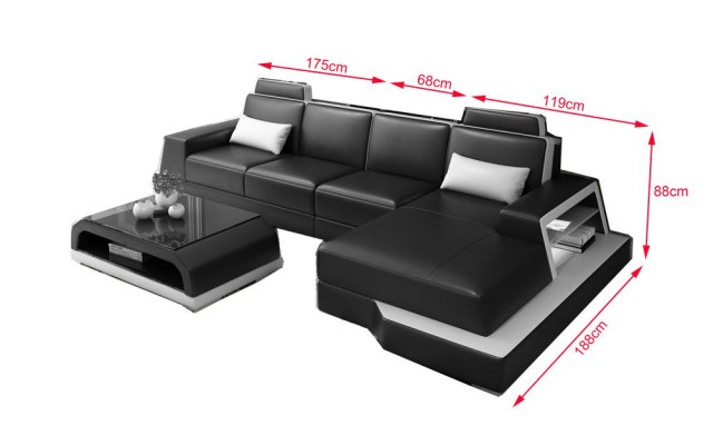 Modern Corner sofa Design Sofa Upholstery Corner Living landscape Leather Textile Couch LED