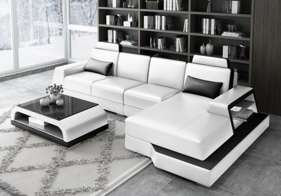 Modern Corner sofa Design Sofa Upholstery Corner Living landscape Leather Textile Couch LED