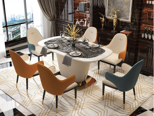Design Dining table Leather Stein Table Modern Dining Tables Furniture 160x90 Tables