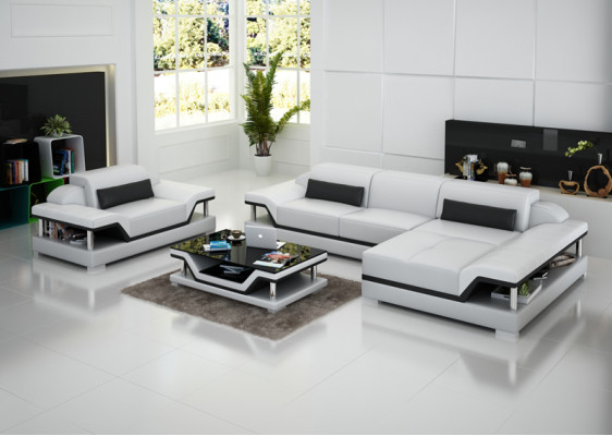 Design leather sofa sofa couch upholstery corner living landscape suite sofa new USB LED
