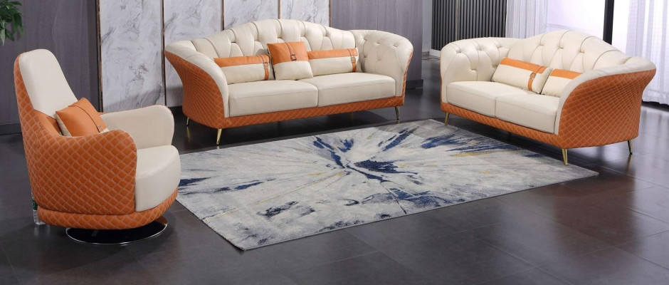 Designer Sets Sofa Couch Upholstery Suite 6pcs. Set of leather coffee tables