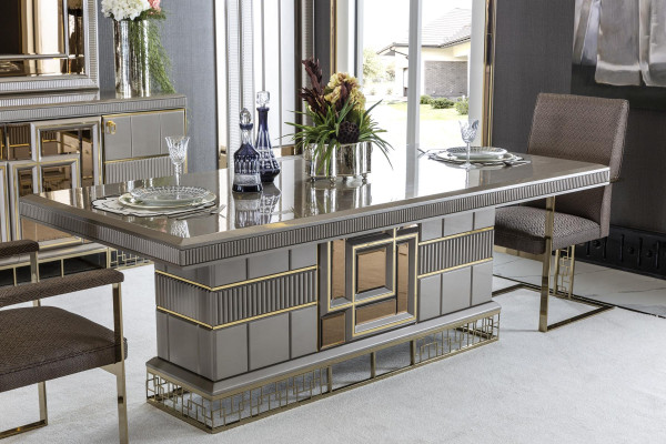 Dining table Gray Modern Dining room Beautiful Kitchen Wood Tables Design Luxury Metal new