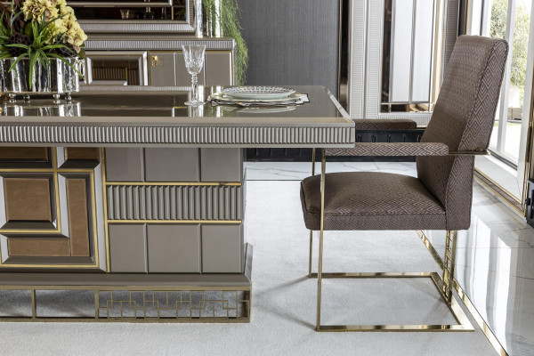 Dining table Gray Modern Dining room Beautiful Kitchen Wood Tables Design Luxury Metal new