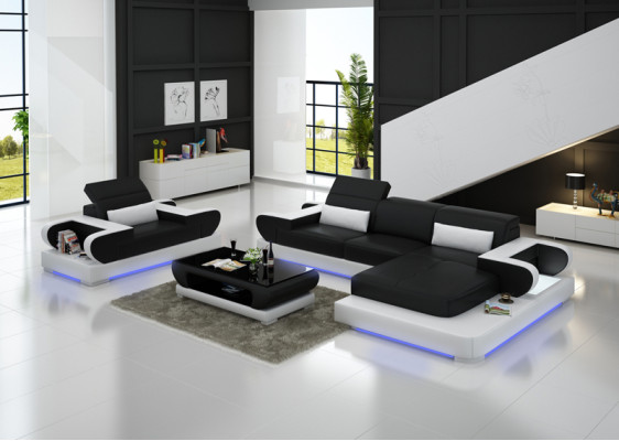 Design XXL Big Sofa Corner sofa Leather sofa Couch Armchair Upholstery Living landscape G8002E