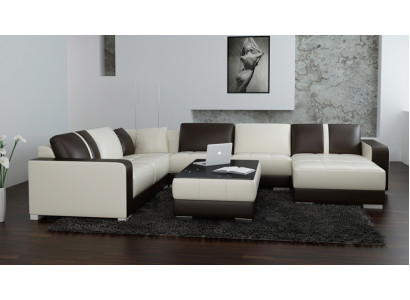 Leather sofa Couch Living landscape Corner sofa Corner Suite Design Modern Sofa with USB