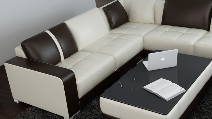 Leather sofa Couch Living landscape Corner sofa Corner Suite Design Modern Sofa with USB