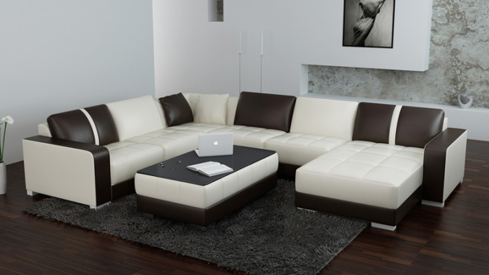 Leather sofa Couch Living landscape Corner sofa Corner Suite Design Modern Sofa with USB