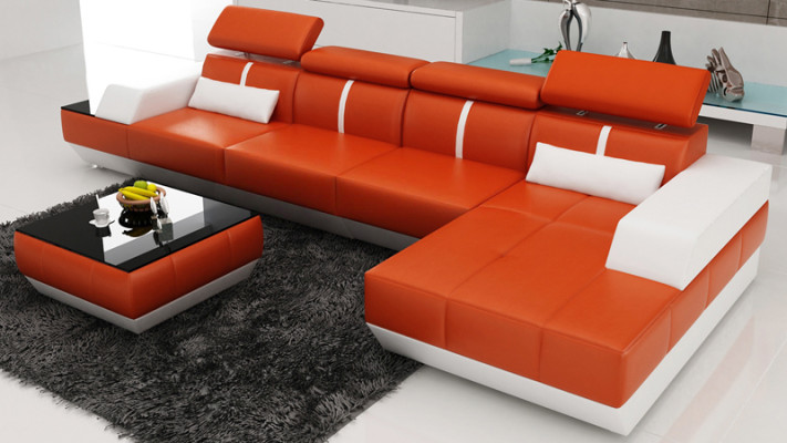 Leather sofa L-shape Couch Living landscape Corner sofa Suite Design Modern Sofa USB Eu