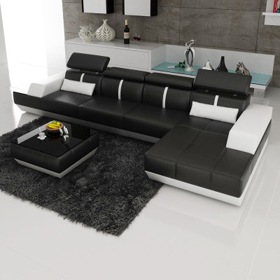 Leather sofa L-shape Couch Living landscape Corner sofa Suite Design Modern Sofa USB Eu
