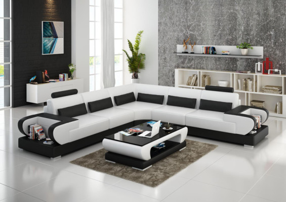 Leather Sofa Couch Living landscape Corner Suite Design Modern Sofa with USB Corner sofa