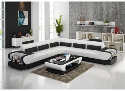 Leather Sofa Couch Living landscape Corner Suite Design Modern Sofa with USB Corner sofa