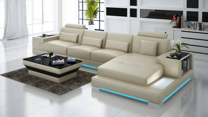 Leather sofa Couch Living landscape with USB Corner sofa Eck Suite Design Modern Sofa