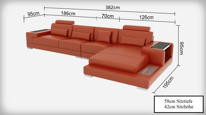 Leather sofa Couch Living landscape with USB Corner sofa Eck Suite Design Modern Sofa